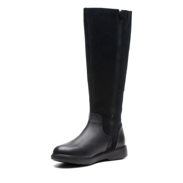 Clarks Womens Un Elda Hi Knee High Boots Black | UK-9602587